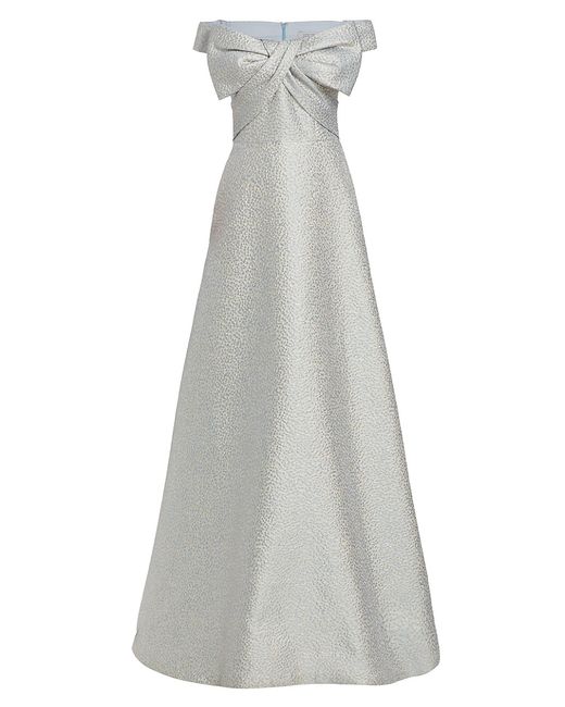 Teri Jon by Rickie Freeman Metallic Bow A-Line Gown
