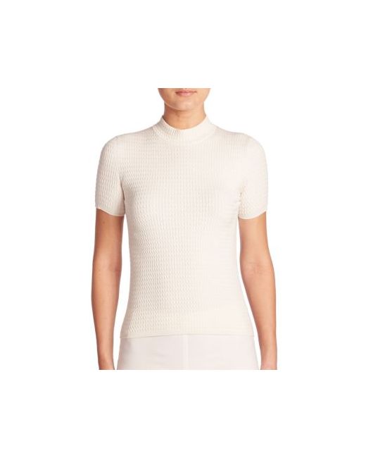 Akris Stretch Wool Silk Cable Knit Pullover