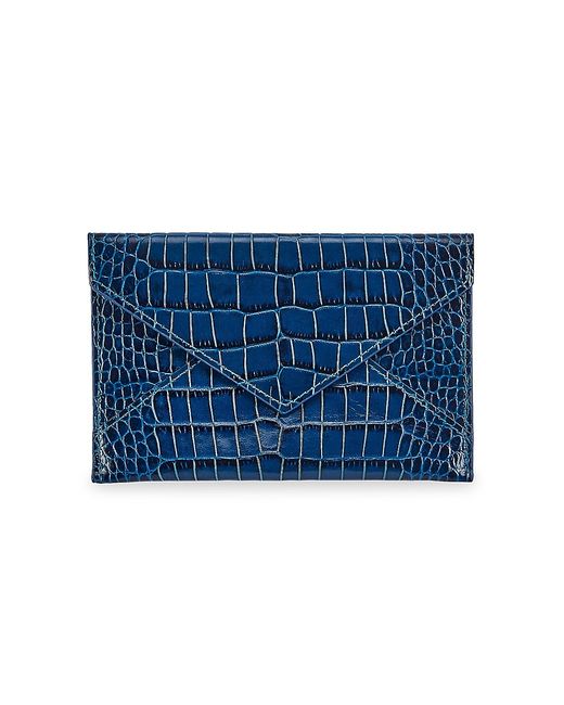 Graphic Image Gemstone Medium Croc-Embossed Leather Envelope Pouch Sapphire
