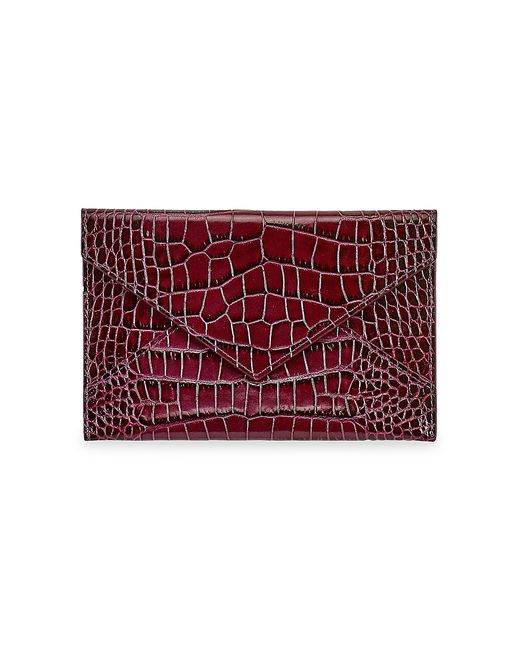 Graphic Image Gemstone Medium Croc-Embossed Leather Envelope Pouch Ruby