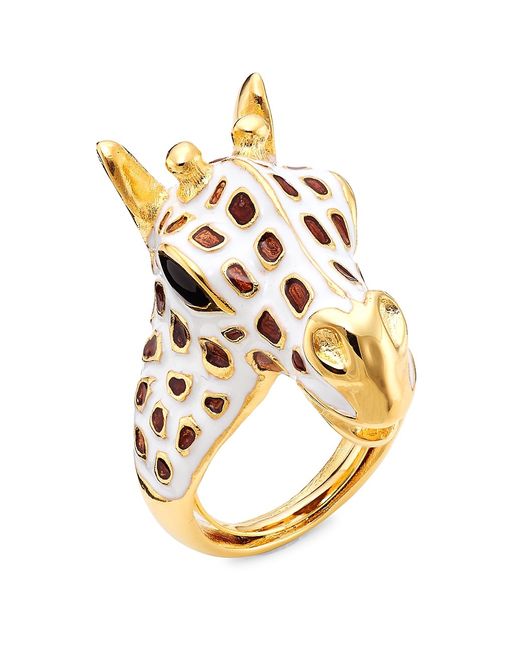 Kenneth Jay Lane 22K-Gold-Plated Enamel Giraffe Head Ring