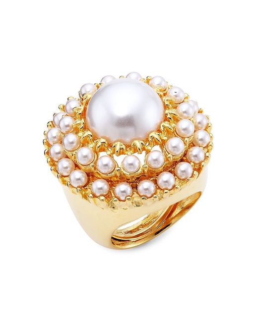 Kenneth Jay Lane 22K Gold-Plated Faux Pearls Ring