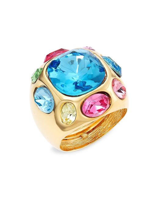 Kenneth Jay Lane 18K Gold-Plated Rainbow Glass Crystal Ring