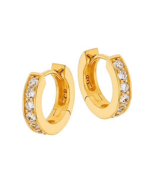 Gwen Beloti Jewelry 18K-Gold-Plated Cubic Zirconia Huggie Hoop Earrings