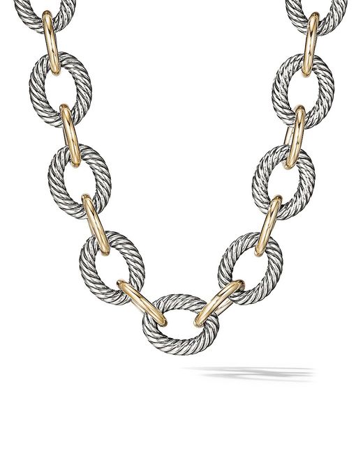 David Yurman Oval Extra-Large Link Necklace with 18K Yellow Gold