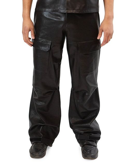 Rta Leather Wide-Leg Cargo Pants