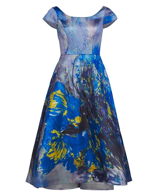 Amsale Abstract Floral Midi-Dress