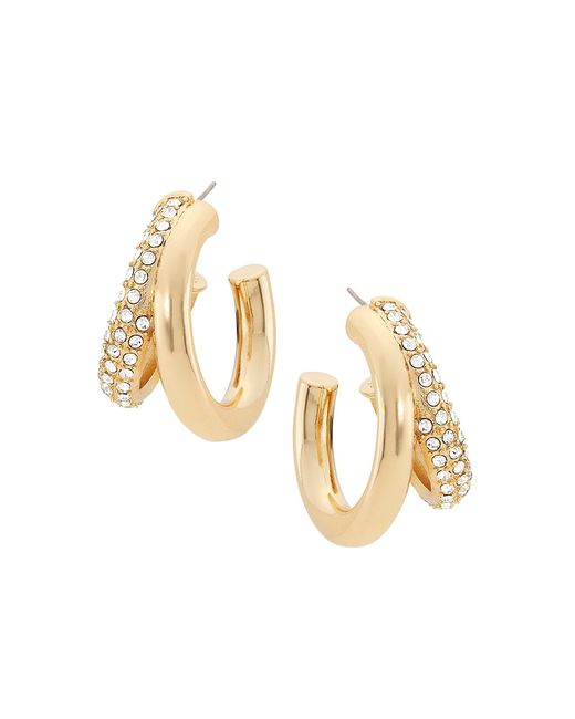 Kenneth Jay Lane 14K-Gold-Plated Glass Crystal Double-Hoop Earrings