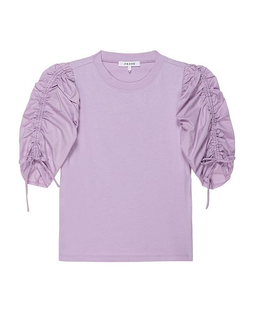 Frame Ruched Puff-Sleeve Top XS