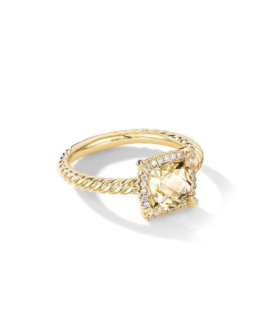 David Yurman Petite Chatelaine Pavé Bezel Ring in 18K Gold with Peridot and Diamonds