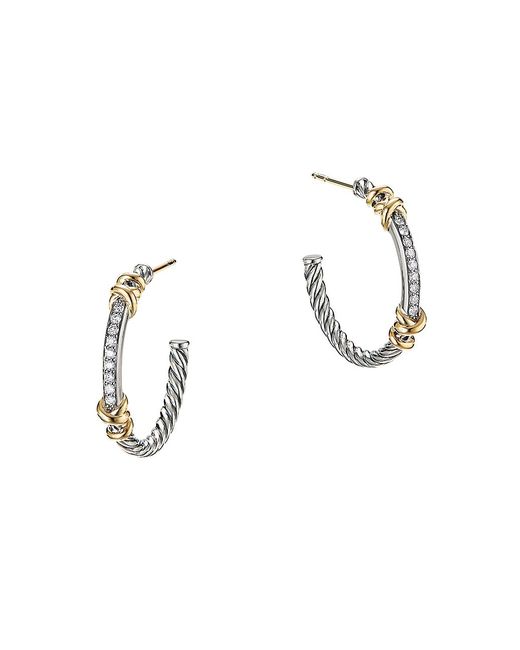 David Yurman Helena Hoop Earrings With 18K Diamonds