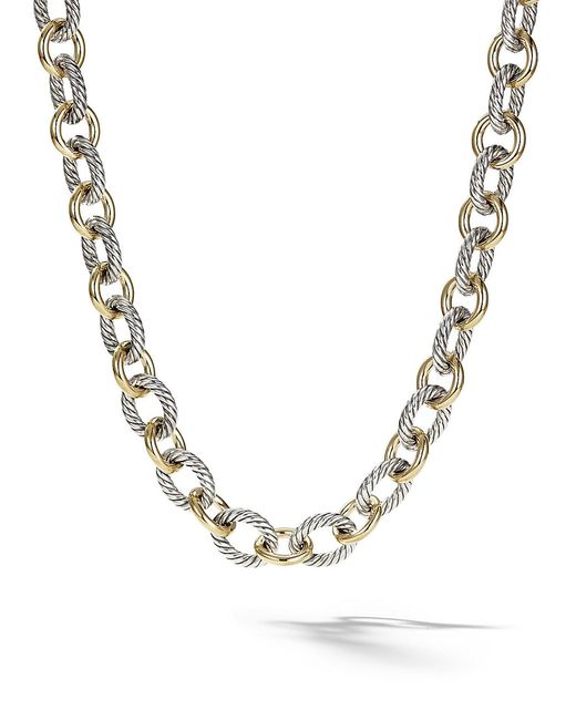 David Yurman Oval Link Chain Necklace with 18K Yellow Gold