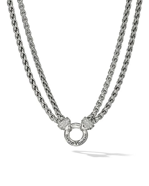 David Yurman Double Wheat Chain Necklace with Pavé Diamonds