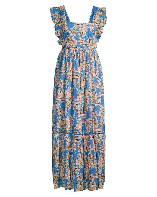 Ro's Garden Priscilla Floral Flutter-Sleeve Maxi Dress XS