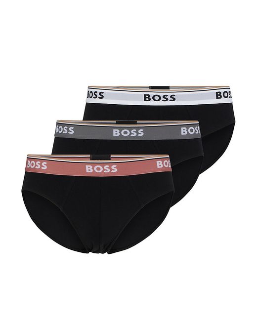 Boss Three-pack of regular-rise stretch-cotton briefs Large