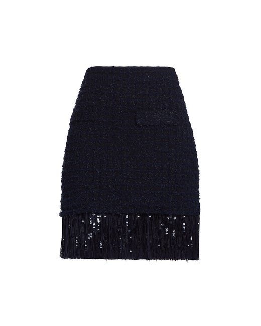 Oscar de la Renta Tweed Sequined Fringe Skirt XS