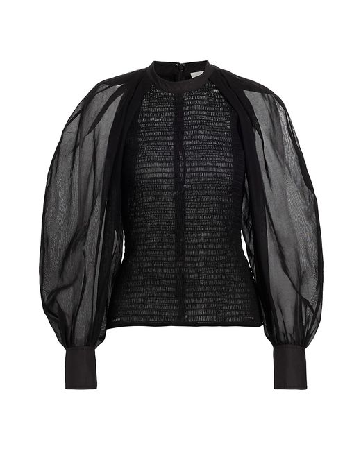 3.1 Phillip Lim Smocked Puff-Sleeve Top XS
