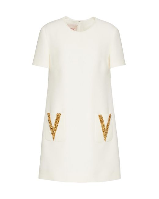 Valentino Embroidered Crepe Couture Short Dress