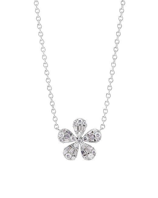 Saks Fifth Avenue Collection 14K 0.28 TCW Diamond Flower Pendant Necklace