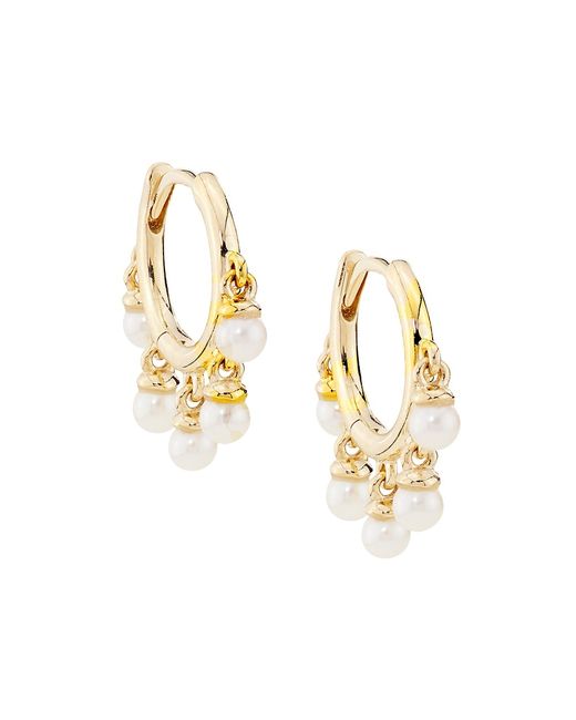 Saks Fifth Avenue Collection 14K Yellow Cultured Freshwater Pearl Huggie Hoop Earrings