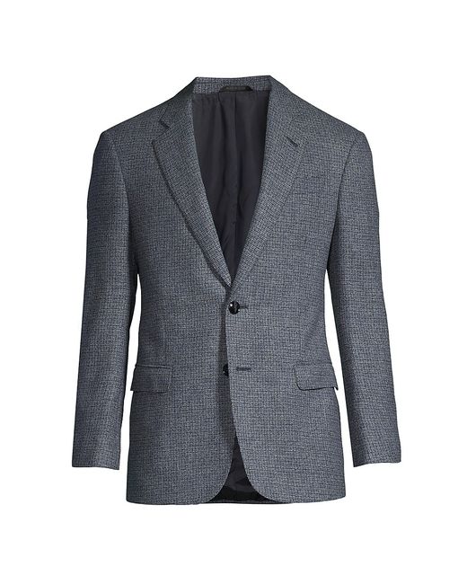 Giorgio Armani Textured Plaid Wool-Cashmere Sport Coat