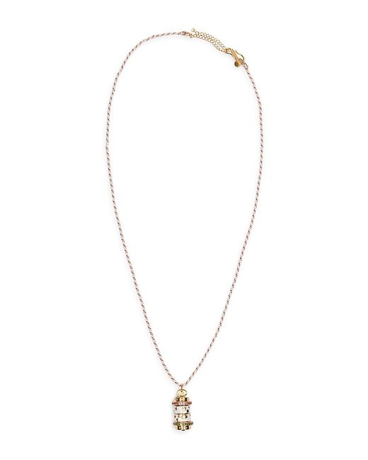 Caroline de Benoist Mot De Passe 18K Gold-Plated Enamel Agate Zircon Pendant Necklace