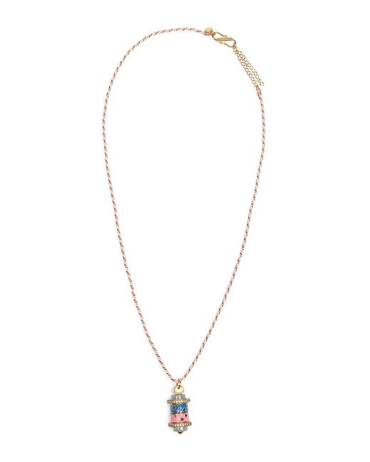 Caroline de Benoist Mot De Passe 18K Gold-Plated Enamel White Agate Zircon Pendant Necklace