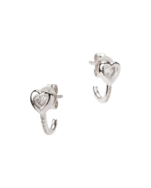 Larsa Marie Fiona 14K White Gold 0.23 TCW Heart Huggie Hoop Earrings
