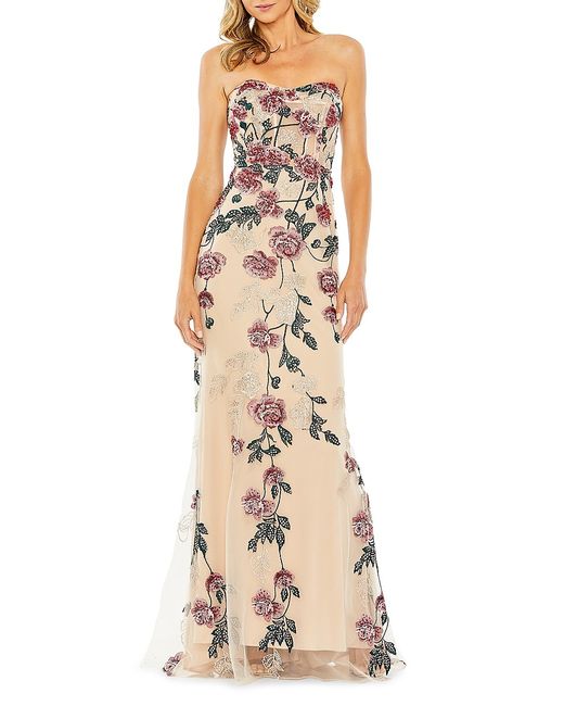 Mac Duggal Floral Embroidered Strapless Gown