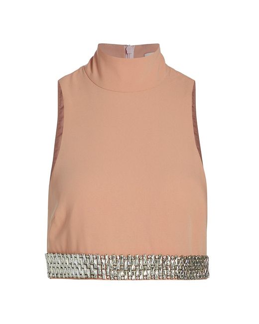 Cinq a Sept Collins Embellished Sleeveless Crop Top