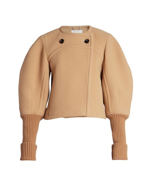Chloé Rounded-Sleeve Wool-Blend Jacket