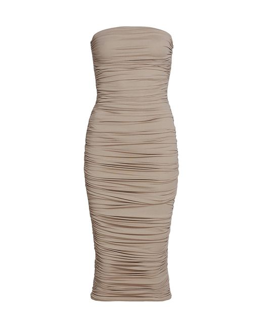 Michael Kors Collection Strapless Ruched Midi-Dress