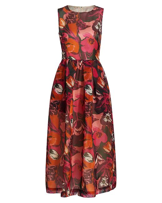 Sara Roka Riah Tulip-Print Midi-Dress