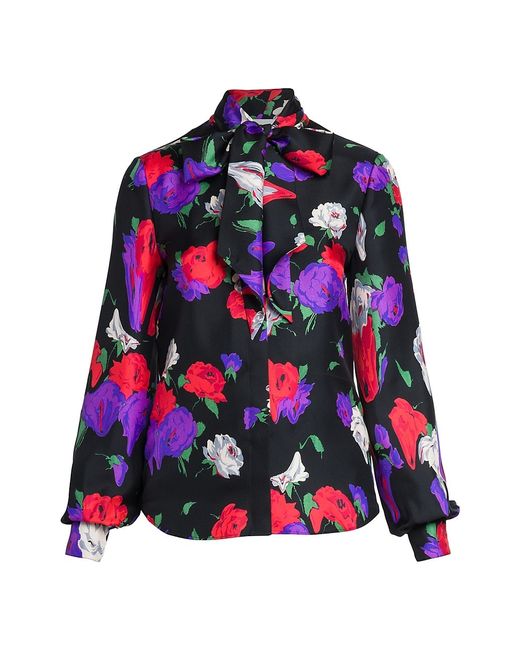 Moschino Floral Tie-Neck Blouse