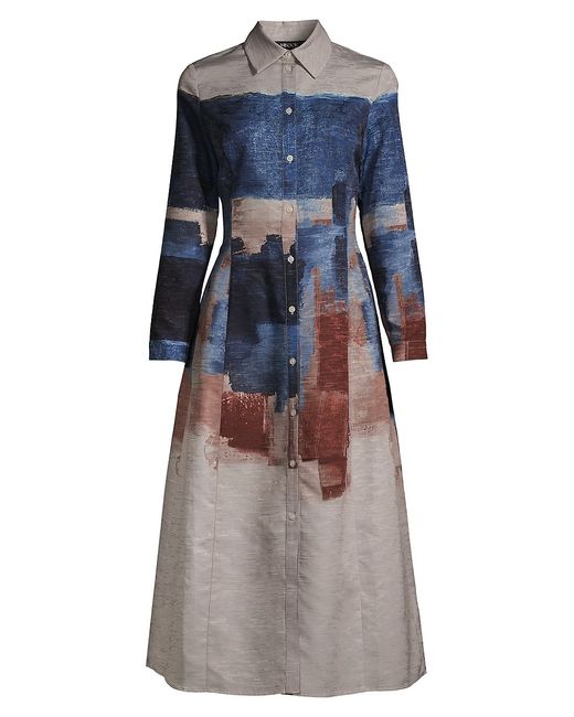 Misook Abstract Print Woven Maxi Dress
