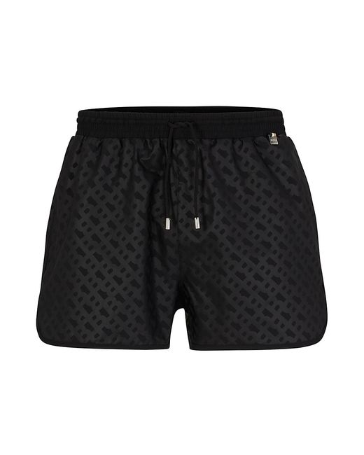 Boss Monogram-Print Swim Shorts In Quick-Drying Fabric