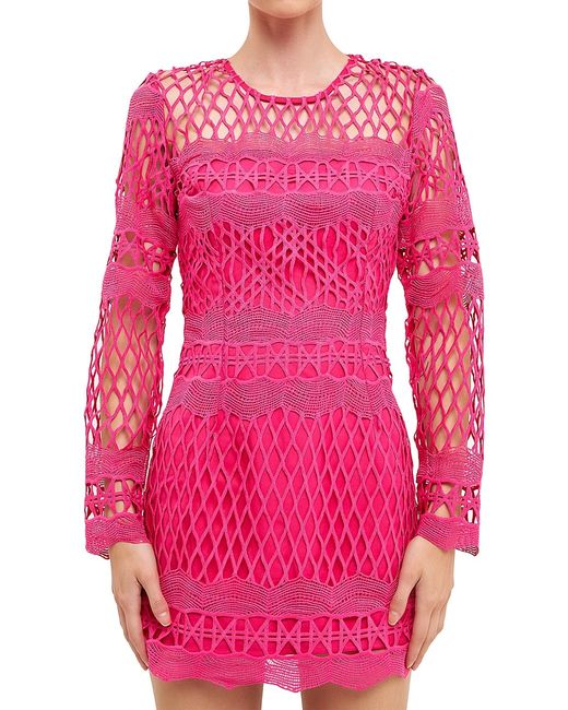 Endless Rose Long Sleeve Crochet Mini Dress