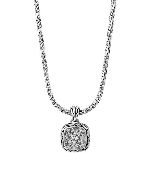 John Hardy Classic Chain Sterling 0.21 TCW Diamond Pendant Necklace