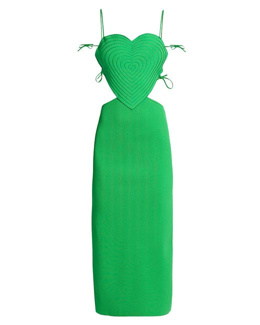 Mach & Mach Heart Rib-Knit Midi-Dress