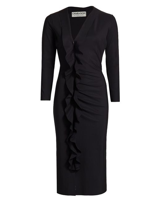Chiara Boni La Petite Robe Calia Asymmetric Ruffled Midi-Dress