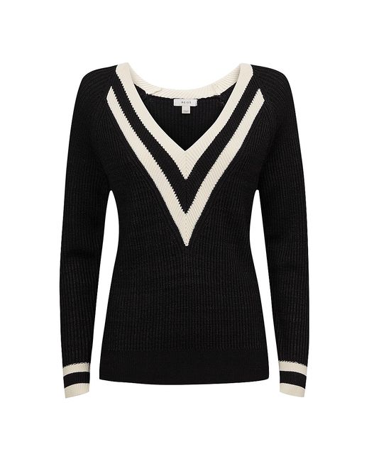 Reiss Grace Varsity Stripe Rib-Knit Sweater
