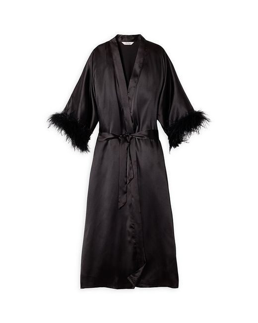 Petite Plume Mulberry Feather-Trim Robe