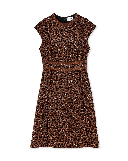 St. John Leopard Knit A-Line Dress