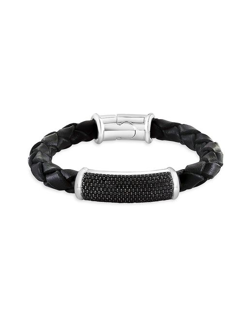 Saks Fifth Avenue Collection COLLECTION 925 Sterling Leather Black Spinel Bracelet