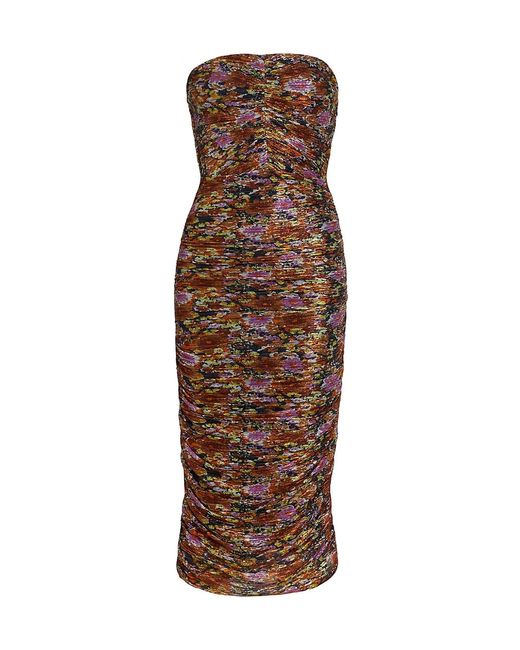 Ramy Brook Claire Ruched Floral Midi-Dress