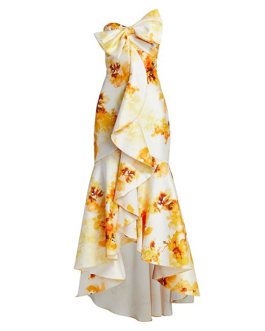 Badgley Mischka Floral Bow High-Low Gown