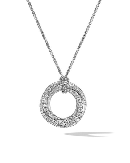 David Yurman Pavé Crossover Pendant Necklace in 18K with Diamonds