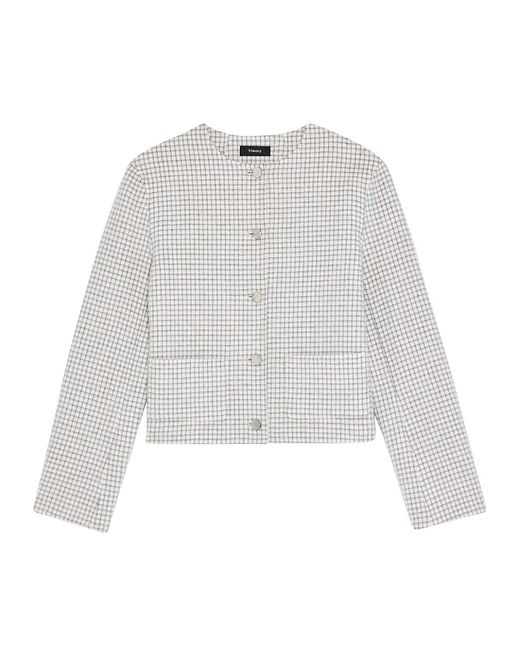 Theory Checked Crop Jacket