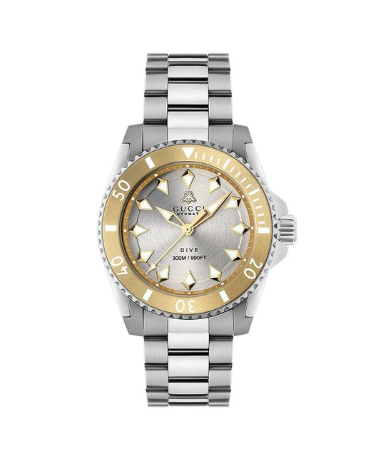 Gucci Dive 18K Gold Steel Bracelet Watch/40MM