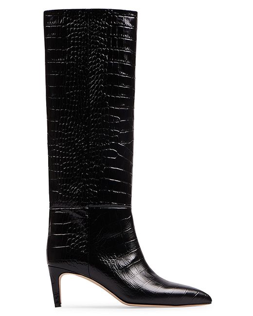Paris Texas Knee-High Croc-Embossed Stiletto Boots
